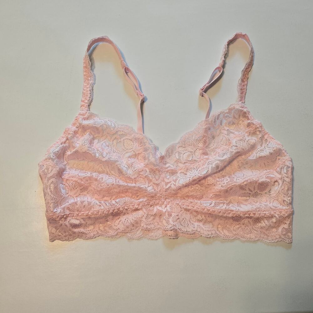 Quince Lace Bralette Womens Medium Pink Brown 2 Pack Scalloped Semi Sheer NWOT - Picture 4 of 9